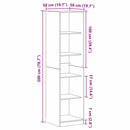 Garderobeskab Sort eg 50 x 50 x 200 cm Konstrueret træ