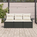 Sofa Sæt med pude 3 pcs Sort polyrattan