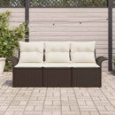 Sofa Sæt med pude 3 pcs Brun og Creme polyrattan