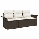 Sofa Sæt med pude 3 pcs Brun og Creme polyrattan