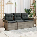 Sofa Sæt med pude 3 pcs Grå polyrattan