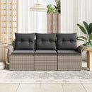 Sofa Sæt med pude 3 pcs Grå polyrattan