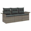 Sofa Sæt med pude 3 pcs Grå polyrattan