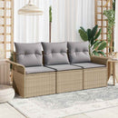 Sofa Sæt med pude 3 pcs Beige og grå polyrattan