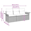 Sofa Sæt med pude 3 pcs Grå polyrattan