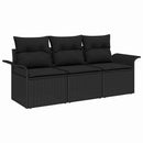 Sofa Sæt med pude 3 pcs Sort polyrattan