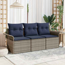 Sofa Sæt med pude 3 pcs Grå og Marineblå polyrattan