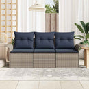 Sofa Sæt med pude 3 pcs Grå og Marineblå polyrattan