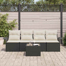 Sofa Sæt med pude 5 pcs Sort polyrattan
