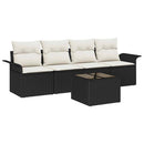 Sofa Sæt med pude 5 pcs Sort polyrattan