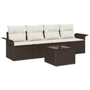 Sofa Sæt med pude 5 pcs Brun polyrattan