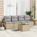 Sofa Sæt med pude 5 pcs Beige polyrattan
