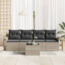 Sofa Sæt med pude 5 pcs Lysegrå polyrattan