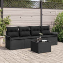 Sofa Sæt med pude 5 pcs Sort polyrattan