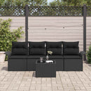 Sofa Sæt med pude 5 pcs Sort polyrattan