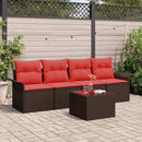 Sofa Sæt med pude 5 pcs Brun polyrattan