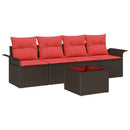 Sofa Sæt med pude 5 pcs Brun polyrattan
