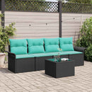Sofa Sæt med pude 5 pcs Sort polyrattan