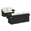 Sofa Sæt med pude 6 pcs Sort polyrattan