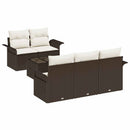 Sofa Sæt med pude 6 pcs Brun polyrattan