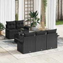 Sofa Sæt med pude 6 pcs Sort polyrattan