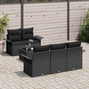 Sofa Sæt med pude 6 pcs Sort polyrattan