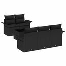 Sofa Sæt med pude 6 pcs Sort polyrattan