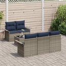 Havesofa Sæt med pude 6 pcs Grå polyrattan