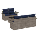 Havesofa Sæt med pude 6 pcs Grå polyrattan