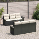 Havesofa Sæt med pude 7 pcs Sort polyrattan