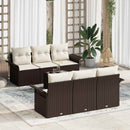 Havesofa Sæt med pude 7 pcs Brun polyrattan