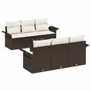 Havesofa Sæt med pude 7 pcs Brun polyrattan