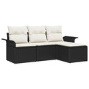 Sofa Sæt med pude 4 pcs Sort og Cream polyrattan
