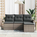 Sofa Sæt med pude 4 pcs Grå polyrattan