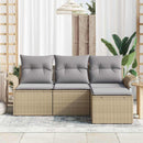 Sofa Sæt med pude 4 pcs Beige polyrattan