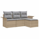 Sofa Sæt med pude 4 pcs Beige polyrattan