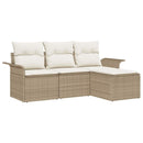 Sofa Sæt med pude 4 pcs Beige polyrattan