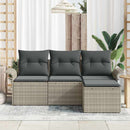 Sofa Sæt med pude 4 pcs Grå polyrattan