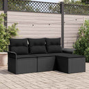 Sofa Sæt med pude 4 pcs Sort polyrattan