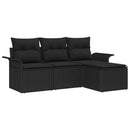 Sofa Sæt med pude 4 pcs Sort polyrattan