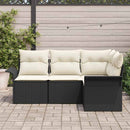 Havesofa Sæt 4 stk. Sort polyrattan