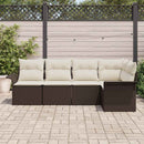 Havesofa Sæt med pude 5 pcs Brun polyrattan