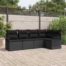 Havesofa Sæt med pude 5 pcs Sort polyrattan