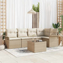 Havesofa Sæt med pude 6 pcs Beige polyrattan