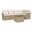 Havesofa Sæt med pude 6 pcs Beige polyrattan