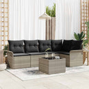 Havesofa Sæt med pude 6 pcs Grå polyrattan