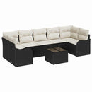 Havesofa Sæt 8 stk. 7-Antal sæder Sort polyrattan