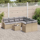 Havesofa Sæt med pude med opbevaring 9 pcs Beige polyrattan