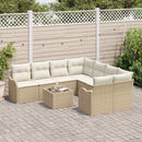 Havesofa Sæt med pude med opbevaring 9 pcs Beige polyrattan