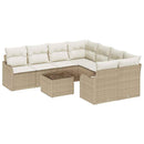 Havesofa Sæt med pude med opbevaring 9 pcs Beige polyrattan